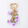 Charming lily of the valley keychain with purple flowers and a golden heart hook - Purple Lily Of The Valley String