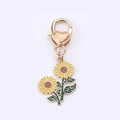 Portachiavi girasole dorato con petali gialli e chiusura a cuore per borse - Girasole