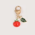 3D rode tomaat sleutelhanger met gouden hartsluiting en groen blad hanger voor tassen - Tomaat