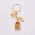 Portachiavi giapponese dorato con fiori di ciliegio, bandiera koi e ciondolo Omamori - Giallo Buona Fortuna (黄色开运)