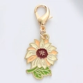 Enamel sunflower charm with orange petals and lobster clasp keychain for bags - Sunflower