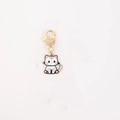 Cute gray and white cartoon cat pendant with golden heart-shaped metal lobster clasp - 23mm*16mm*2mm 5g / Fat White Cat