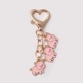 Simpatico portachiavi a forma di maialino rosa con chiusura a cuore dorata per borse - Maiale Rosa