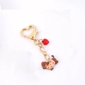 Cute dachshund dog keychain with golden heart clasp and red heart charm for bags - Red Dachshund