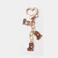 Cute brown dog charm keychain with heart-shaped spring clasp and gold alloy finish - Small Bully Dog