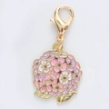 Pink and purple hydrangea enamel flower pendant with gold lobster clasp for keychains - Small Hydrangea