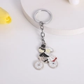 Porte-clés mariage en métal dessin animé avec petit cœur rouge et détails de vélo - Style Couple à Vélo B (M10120)