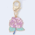 Colorful purple and pink hydrangea flower keychain with a golden heart lobster clasp - Large Purple Hydrangea