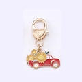Red truck with yellow sunflowers variant keychain in golden finish and heart clasp - Sunflower Truck Style