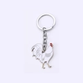 Cartoon haan sleutelhanger met wit emaille en zilveren metalen ring voor accessoires - Olieverf Witte Kip