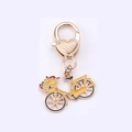 Yellow sunflower bicycle keychain with gold alloy finish and heart lobster clasp - Sunflower Bicycle Style