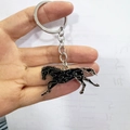 Porte-clés cheval galopant en émail noir créatif avec anneau en métal argenté - Single-sided Running Black Horse