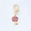 Pink and purple enamel hydrangea flower keychain with golden heart lobster clasp - Transparent Oil Hydrangea