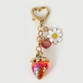 Porte-clés fraise translucide avec fermoir coeur et breloque marguerite pour sacs - Fraise Rouge