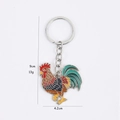 Colorful oil painting style rooster keychain pendant with 9cm height and enamel finish - Multicolor Rooster