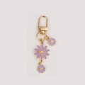 Porte-clés doré avec pendentifs marguerites violettes et breloques en émail - Marguerite Violette