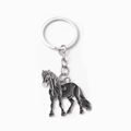 Porte-clés cheval en émail noir moderne avec anneau en métal argenté pour sacs - Cheval noir