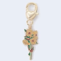Golden heart lobster clasp keychain with a colorful sunflower bouquet oil drip pendant - Sunflower
