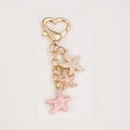 Portachiavi a stella marina con chiusura a moschettone a cuore e ciondoli colorati - Stile Moschettone a Cuore / Stella Marina Rosa