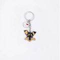 Cute Doberman puppy enamel keychain with I Love Dogs heart charm on silver ring - Rottweiler Head (Heart)