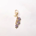 Porte-clés en alliage doré avec roses en émail violet et clip en forme de cœur - Rose / Rose Violette