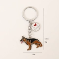 Portachiavi pastore tedesco in lega con ciondolo I Love Dogs e anello metallico - Pastore Tedesco Con Cuore