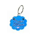 Blue cat face enamel pet tag with Cat's Meow lettering and stainless steel ring - 32*27mm / Blue