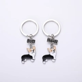 Porte-clés Corgi en émail Best Friends en métal avec pendentifs orange et blanc - Ensemble Meilleurs Amis / Ensemble Corgi Noir Best Friend
