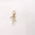 Portachiavi tulipano dorato con fiori bianchi e ciondolo Good Luck raffinato - Piccoli fiori bianchi