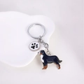 Portachiavi in metallo con cane bovaro del bernese e ciondolo con impronta di zampa - San Bernardo Blu (Zampa)