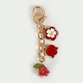 Golden heart lobster clasp keychain with colorful enamel lily of the valley pendants - Red Lily of the Valley