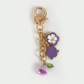 Golden lily of the valley keychain with purple enamel flowers and heart lobster clasp - Purple Lily Of The Valley String