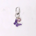 Sweet purple butterfly keychain with pearl flower pendant and silver lobster clasp - Purple Dotted Butterfly