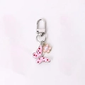 Pink butterfly and flower keychain with silver lobster clasp and pearl detail - Pink Dotted Butterfly
