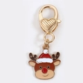 Weihnachts-Rentier-Schlüsselanhänger mit goldenem Herzverschluss und Emaille-Anhänger - Weihnachtsrentier