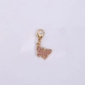 Golden butterfly keychain with pink rhinestones and heart clasp attachment - Pink Zircon Butterfly