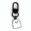 Simpatico portachiavi a forma di fantasma bianco con bocca a cuore e chiusura nera - Fantasma Bianco