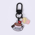 Cute coffee and cupcake enamel keychain with I Love Coffee tag in pink and yellow - Heart Coffee Cup