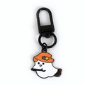 Portachiavi fantasma di Halloween con cappello a stelle e moschettone in metallo - Fantasma con Cappello Giallo