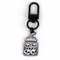 Halloween skull bottle keychain with pink liquid design and black matte metal hook - Skull Bottle