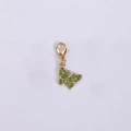 Golden butterfly keychain with green rhinestones and metal lobster clasp attachment - Green Zircon Butterfly