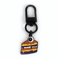Halloween cartoon one-eyed cake ghost keychain with matte black metal swivel hook - Eyeball Cake Slice