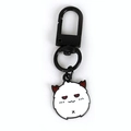 Halloween Poro cartoon keychain with white enamel pendant and black metal clasp - Quirky White Creature