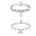 Elegant pearl and rhinestone pet collar set featuring bone and heart-shaped charms - Pearl Style with Heart Buckle