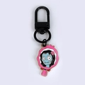 Pink gothic zombie girl charm keychain with black metal carabiner and enamel finish - Zombie Mirror
