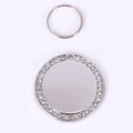 Polished silver pet tag pendant with sparkling rhinestone border and metal ring - Silver