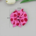 Pink ribbon hair bow with red polka dots and multi-layered elegant princess design - Swallowtail Multi-layer Bow Hair Clip (03#)