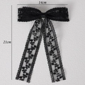 Dettaglio del fiocco in pizzo nero per capelli con nastri, misura 14 cm per 21 cm - Stile Medio-Lungo in Pizzo Nero (21cm)