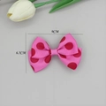 Detail view of pink polka dot grosgrain ribbon hair bow showing 9cm width and 6.5cm height - Standard Bow Hair Clip (04#)