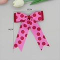 Detail van roze ripsband strik met rode stippen met de afmetingen 12 cm bij 16 cm - Lange Staart Dubbellaags Strik Haarclip (06#)